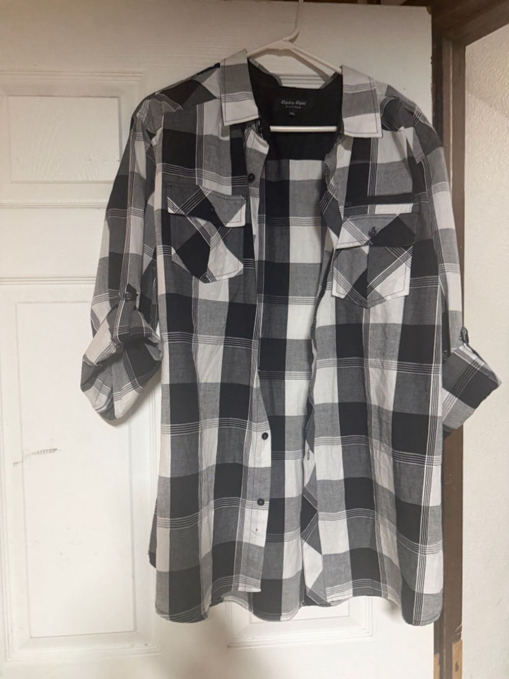 Eighty Eight Black and White Plaid Button-Down Shirt